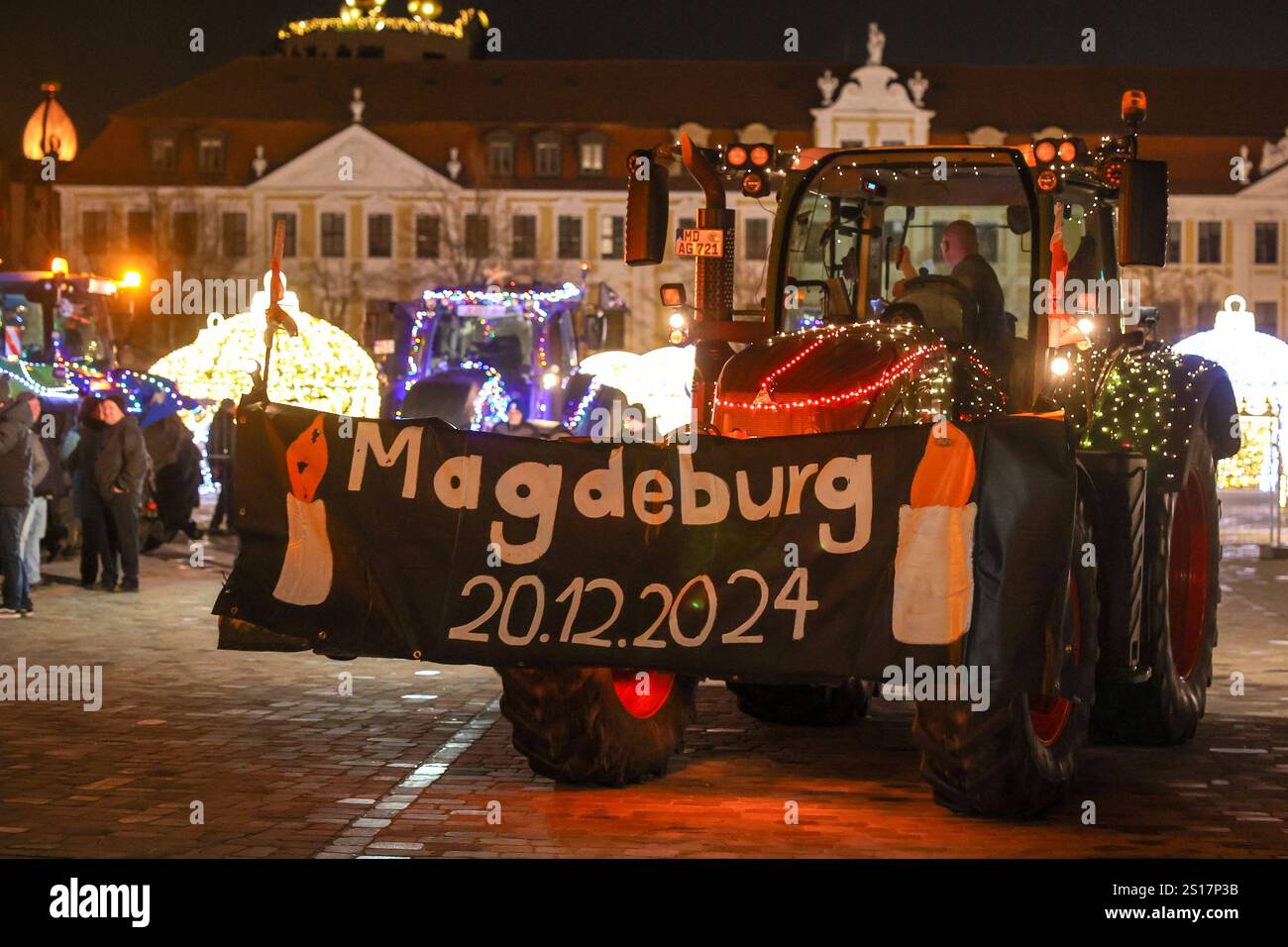 01 January 2025, Saxony-Anhalt, Magdeburg: Participants of the light