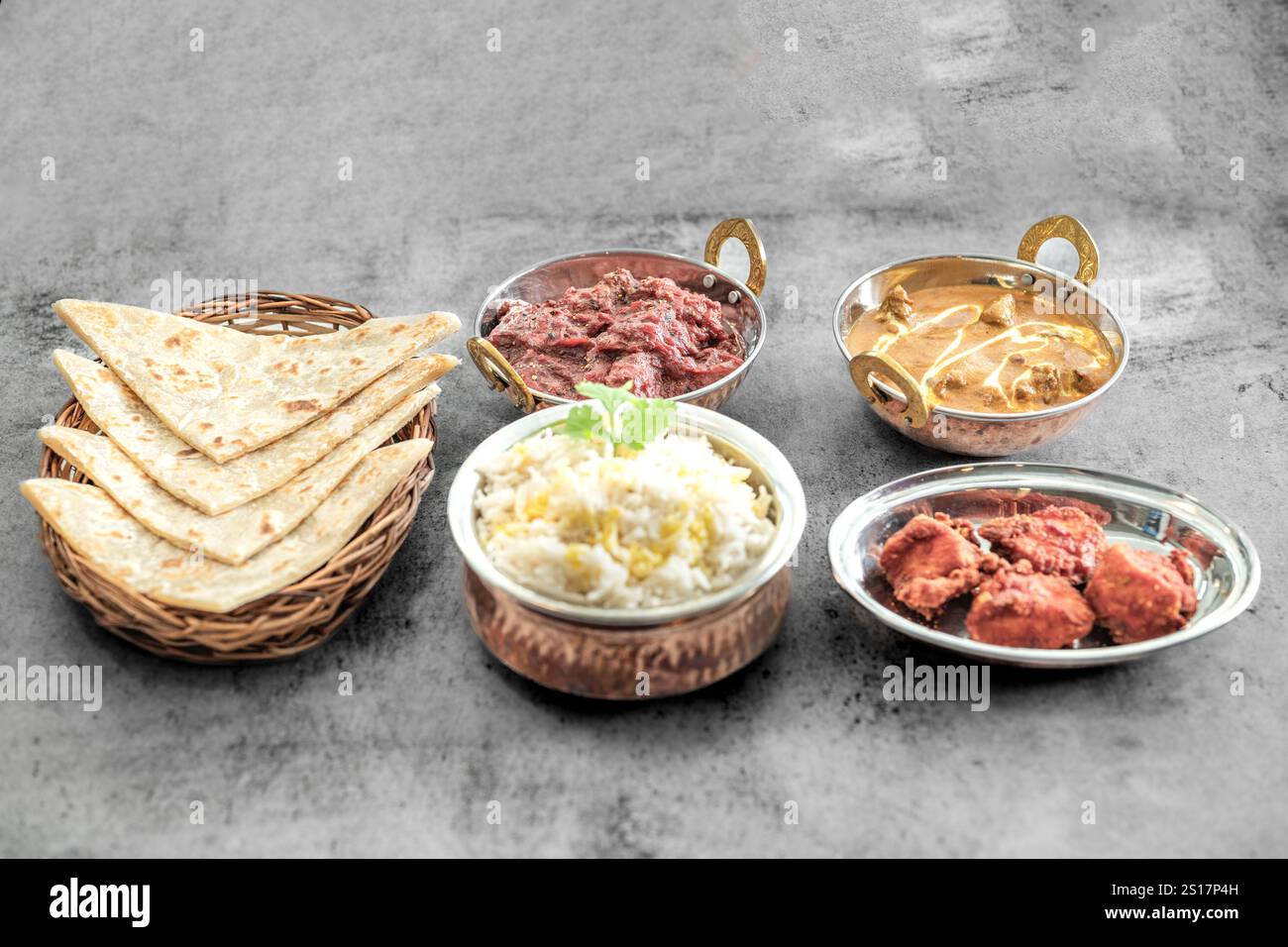 Indian food Thali combinations Indian-style meal with chicken, meat ...