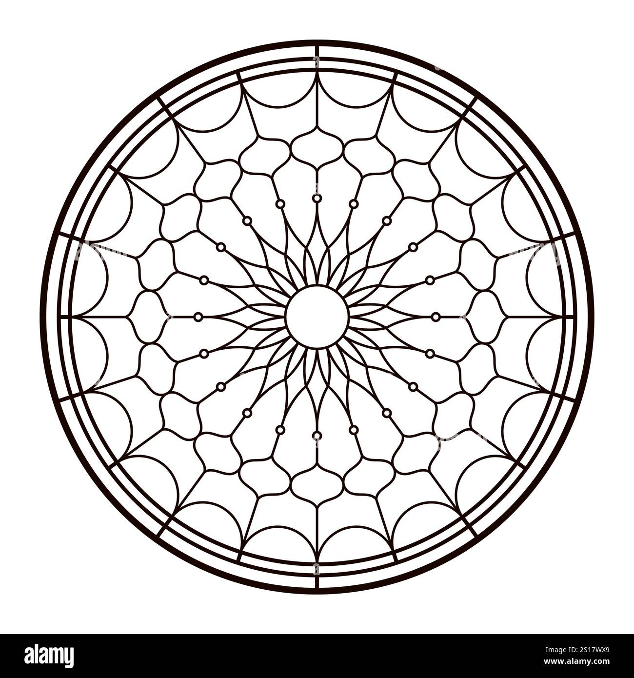 Church glass window. Colouring page for adult Stock Vector Image & Art ...