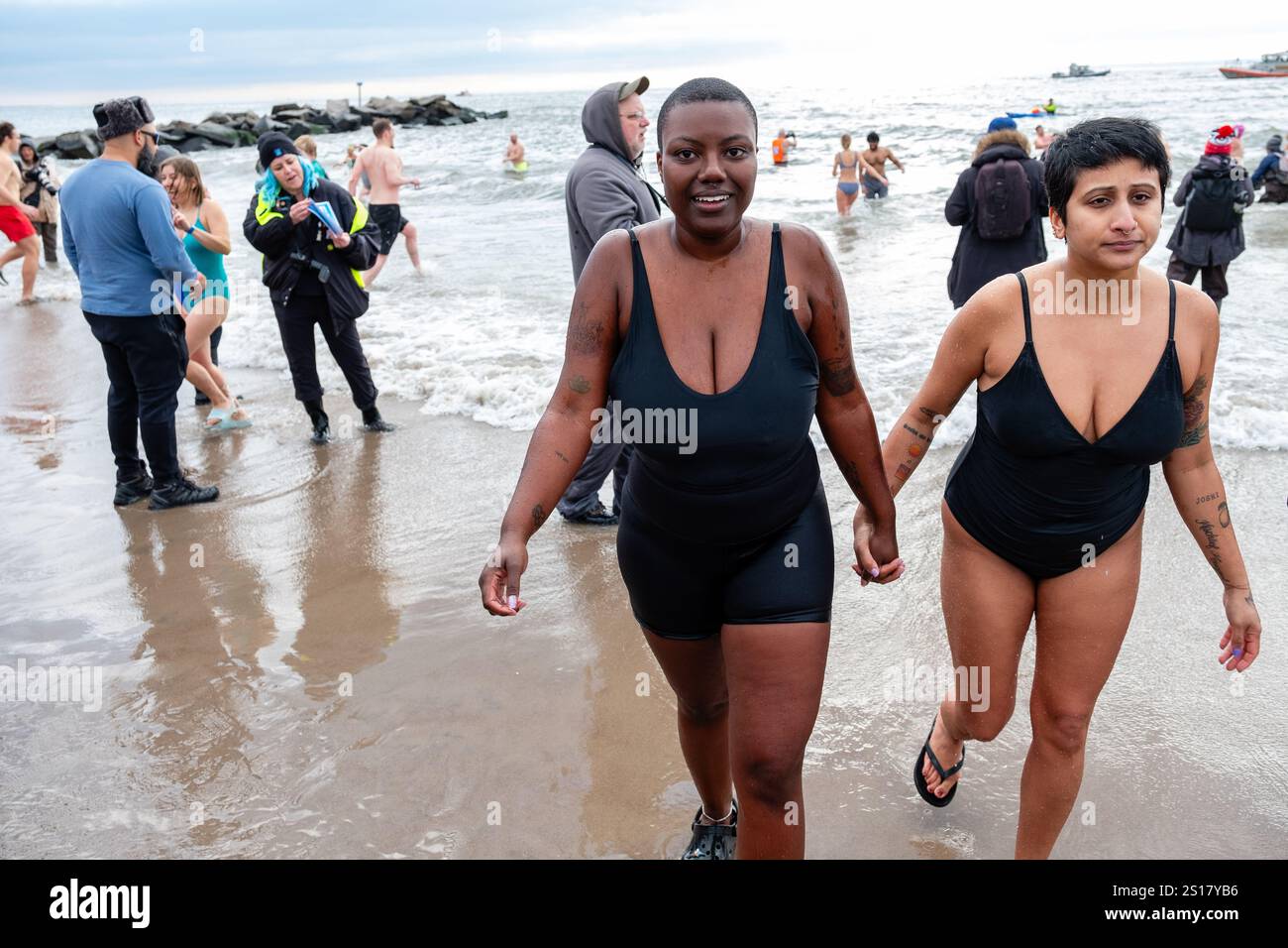 Brooklyn, NY 1 January 2025. Thousands of bathers and spectators