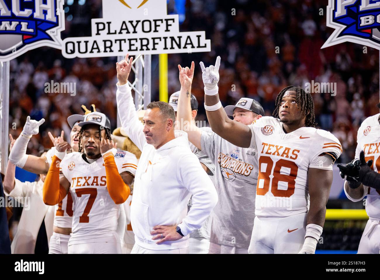 January 1, 2025 Texas head coach Steve Sarkisian celebrates after