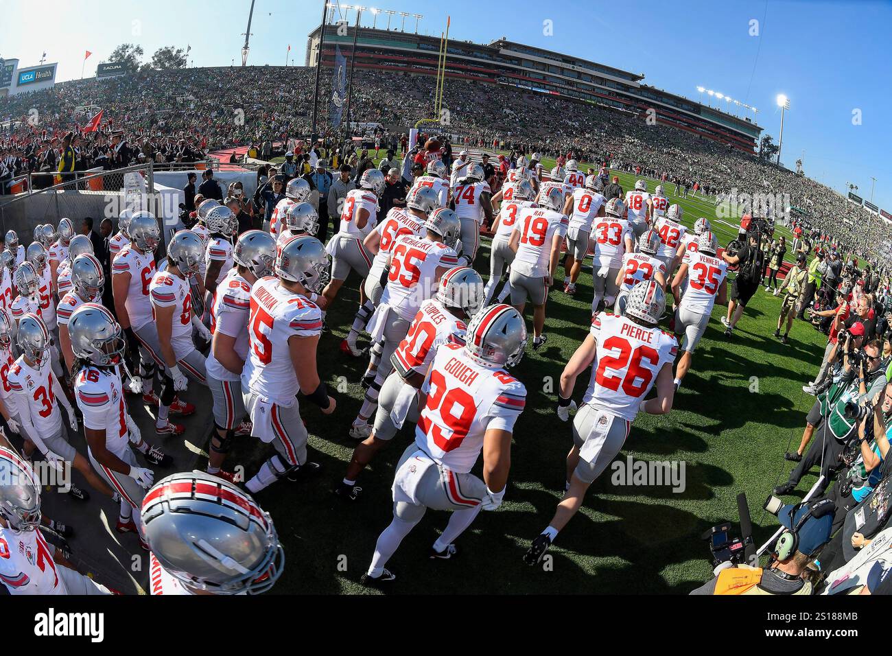 Ohio State Buckeyes players enter the field to play the Oregon Ducks in