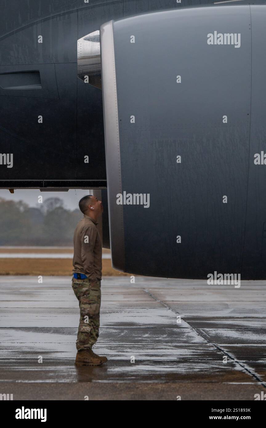 An Airman with the 349th Air Mobility Wing from Travis Air Force Base ...