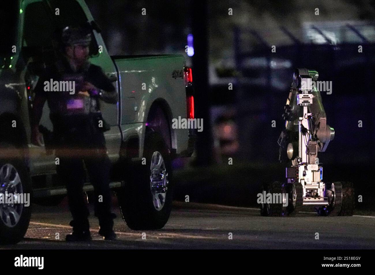 A robot is deployed into a location in Houston, Texas, Wednesday, Jan