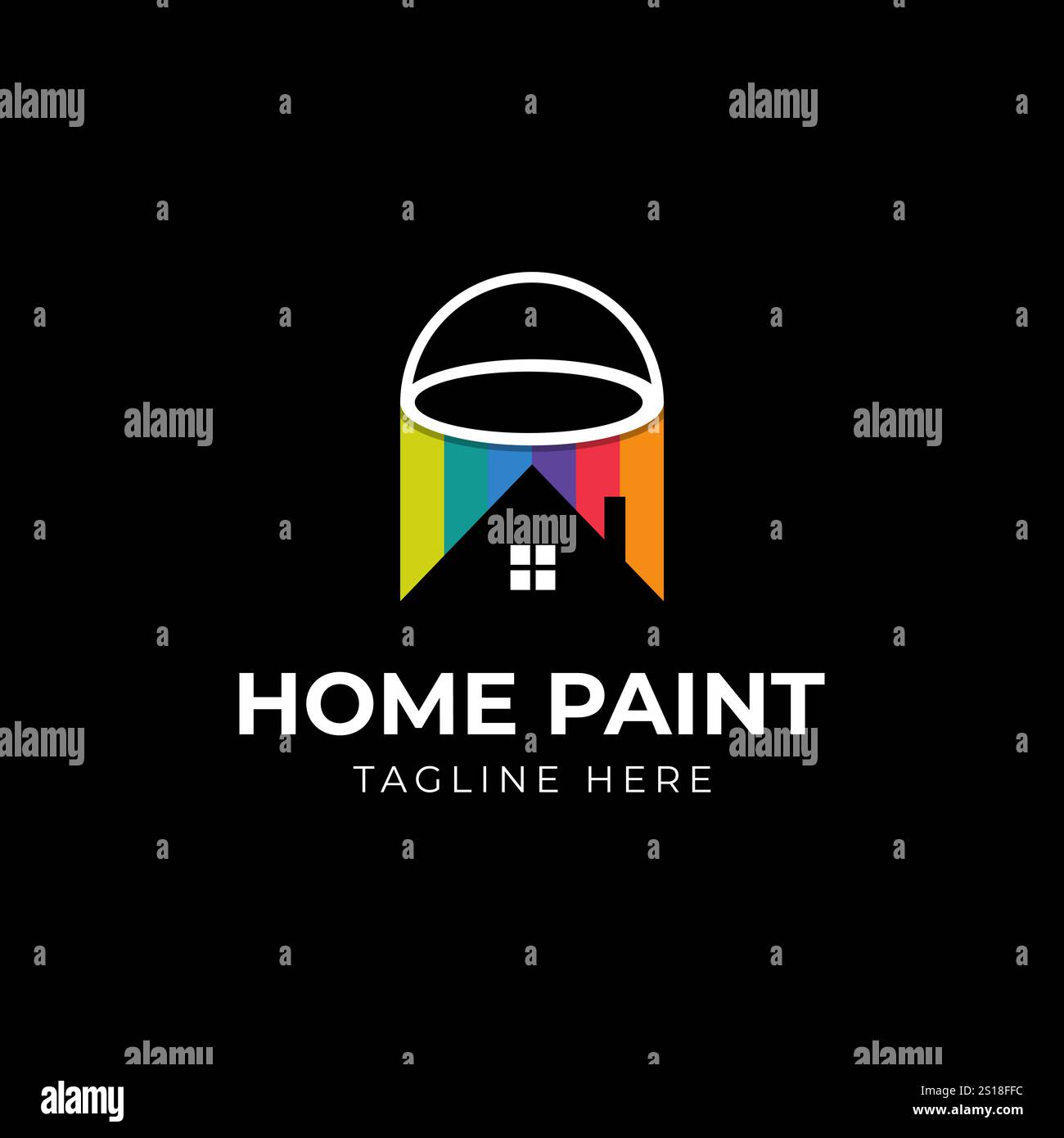 paint can logo design with home concept Stock Vector