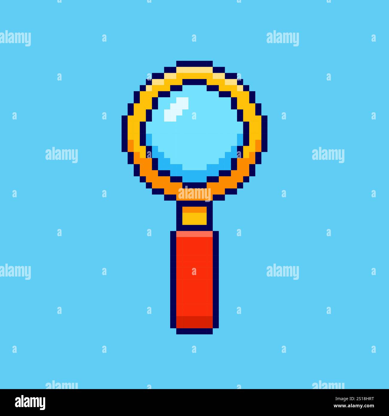 Pixel art magnifier game asset design Stock Vector