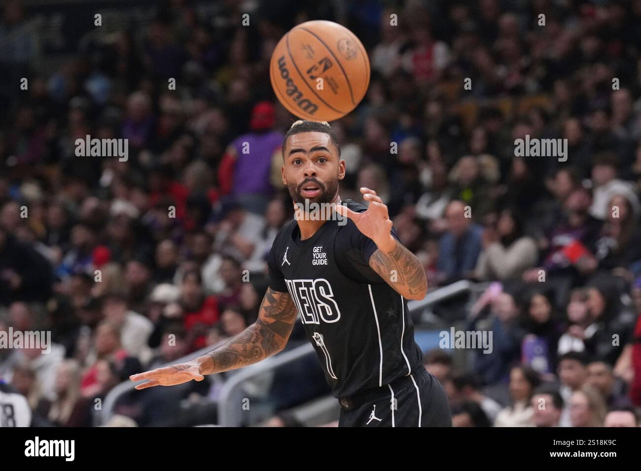 Brooklyn Nets Guard D Angelo Russell 1 Receives The Ball During An 