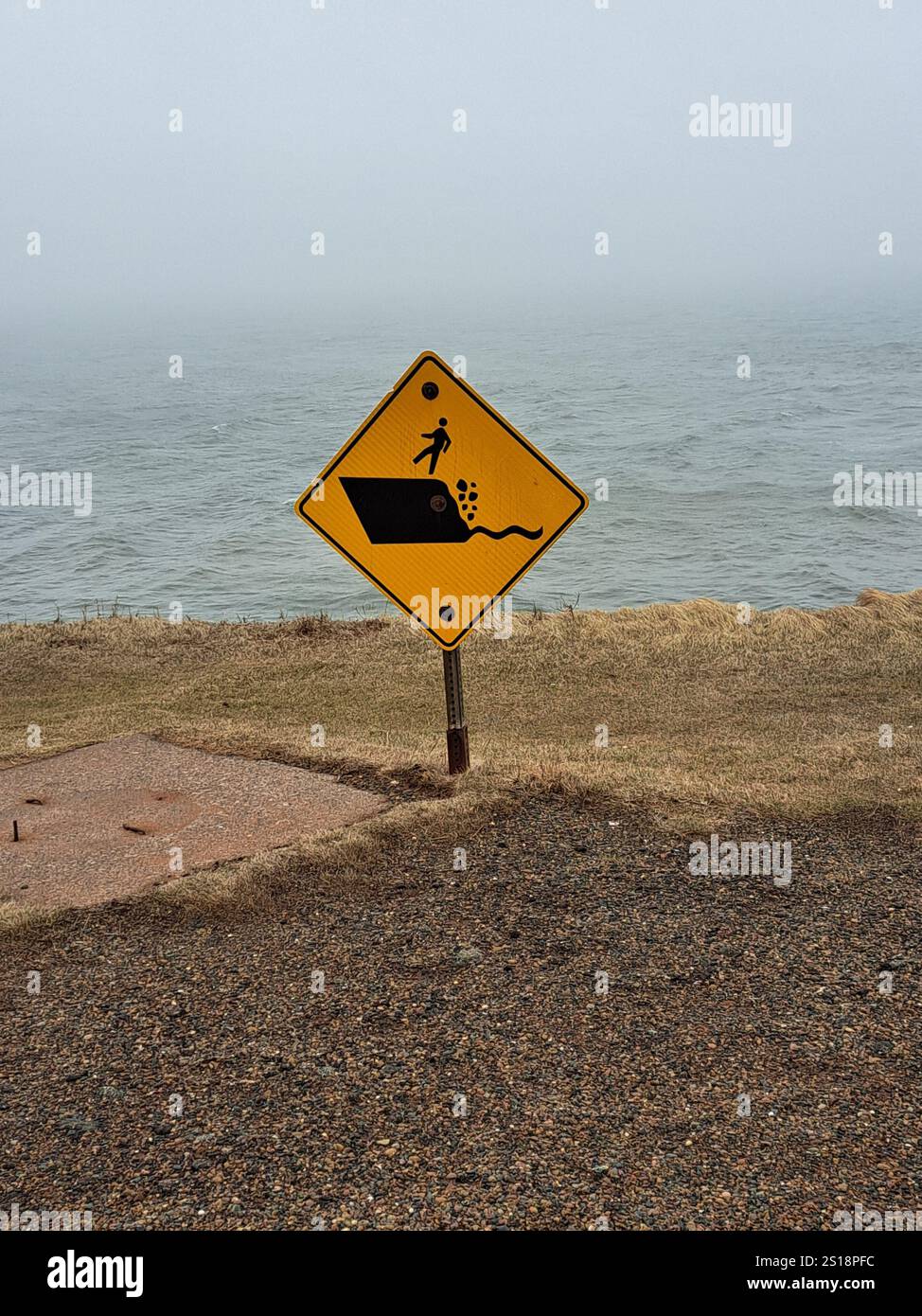 Warning sign at East Point Lighthouse in Prince Edward Island, Canada ...
