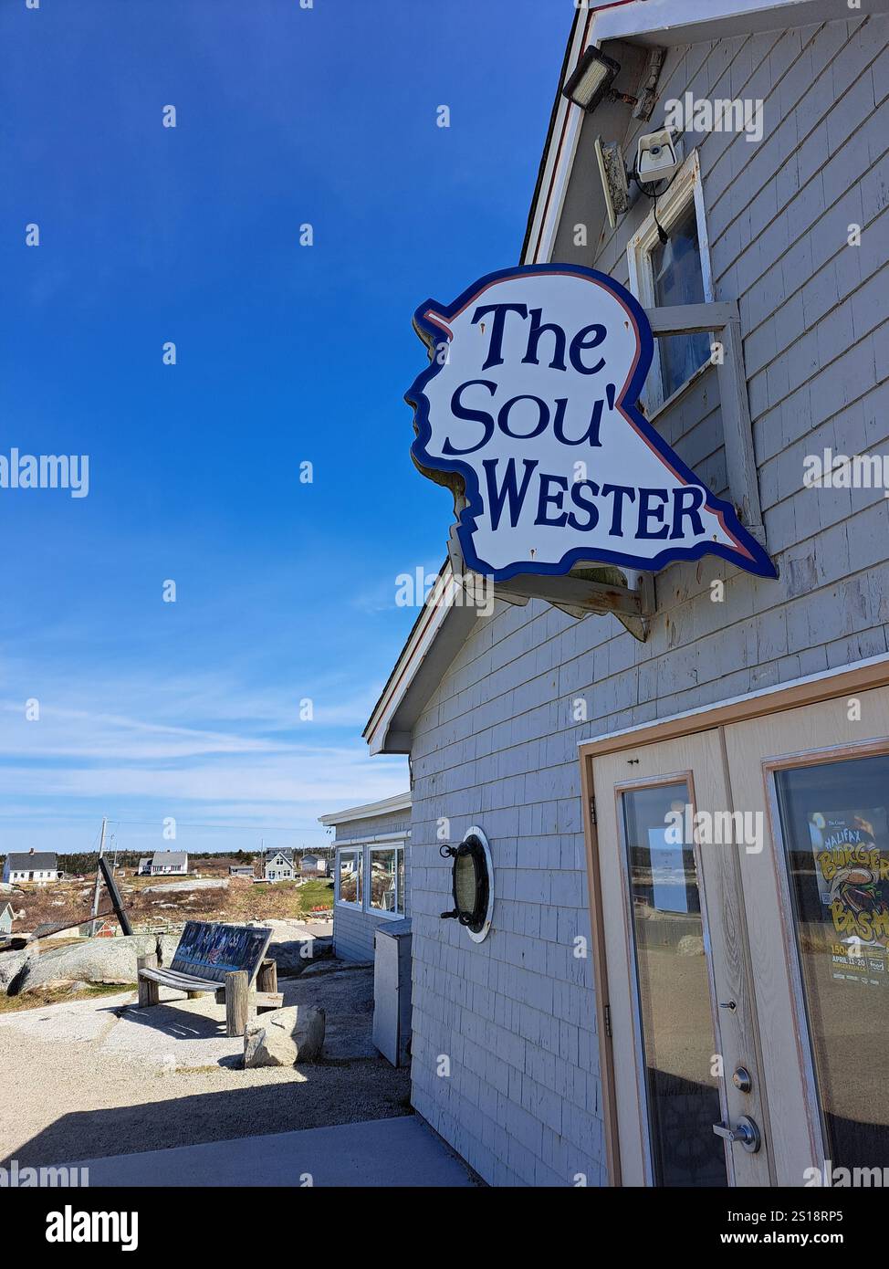 Rear entrance to the Sou'wester restaurant and gift shop in Peggy's Cove, Nova Scotia, Canada Stock Photo