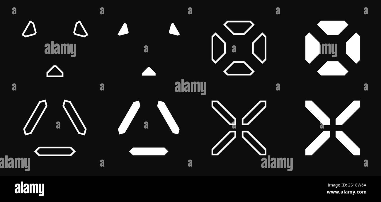 Vector GUI Elements in Cyberpunk and Dystopian Style Stock Vector