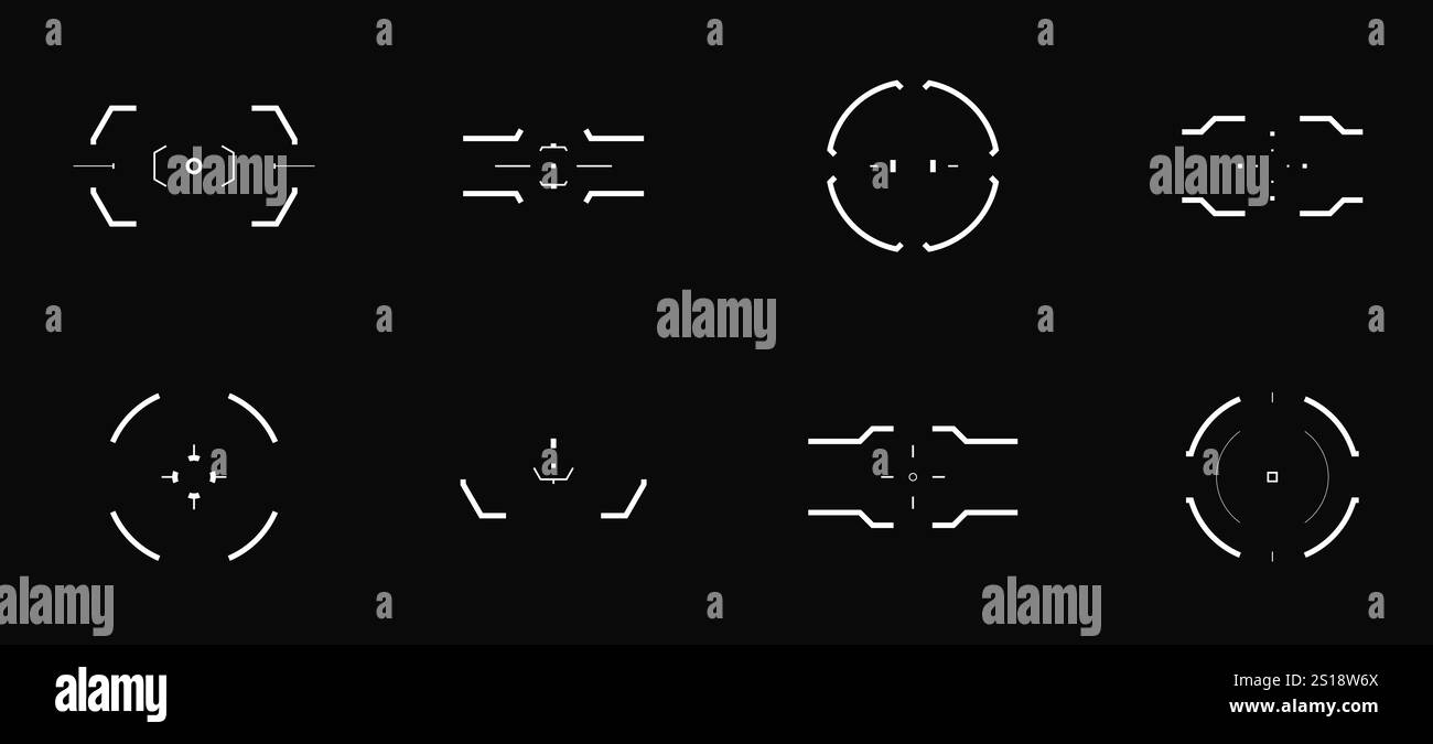 Futuristic Cyberpunk Targets and Crosshairs Vector Pack Stock Vector