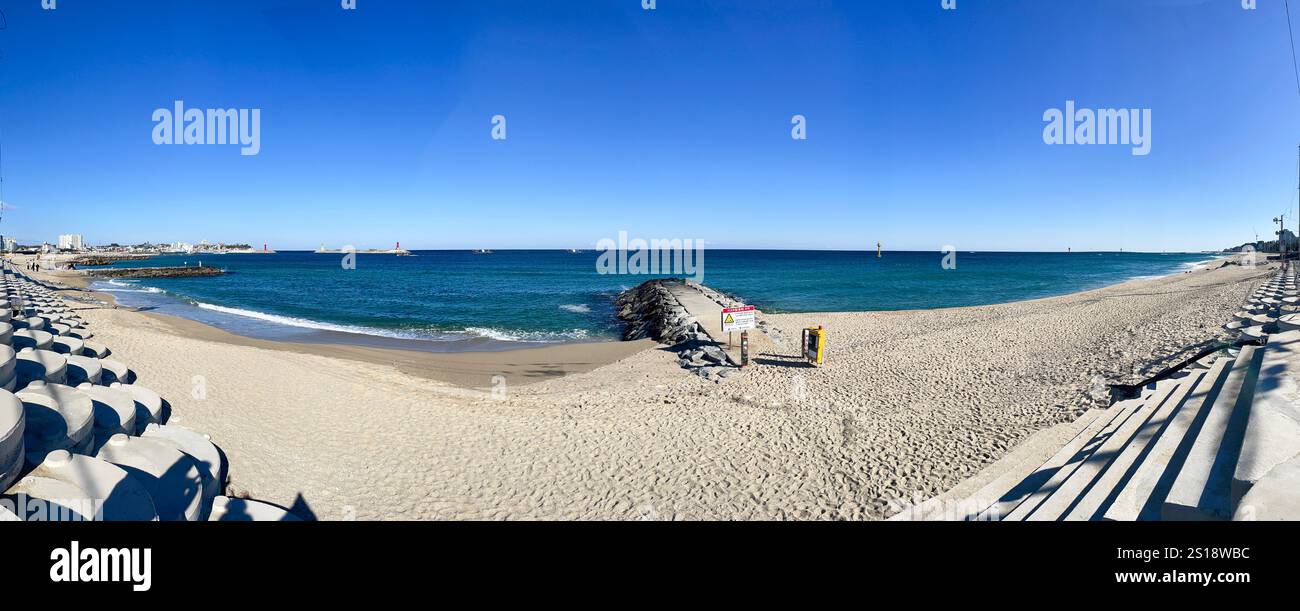 panorama of beach and sea in Gangneung, south korea - Smartphone Captured Stock Image