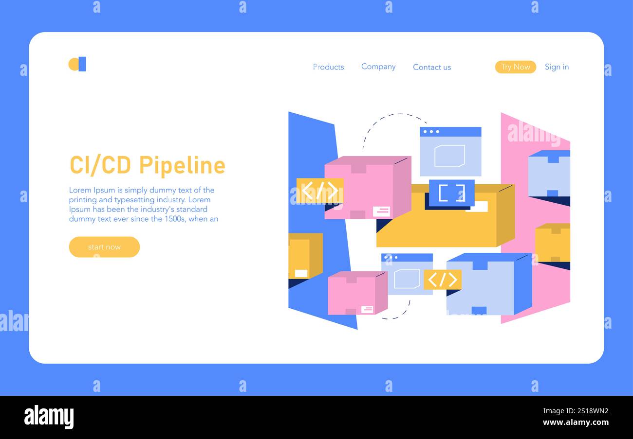 Development process automation concept. Illustration of CI/CD pipeline ...