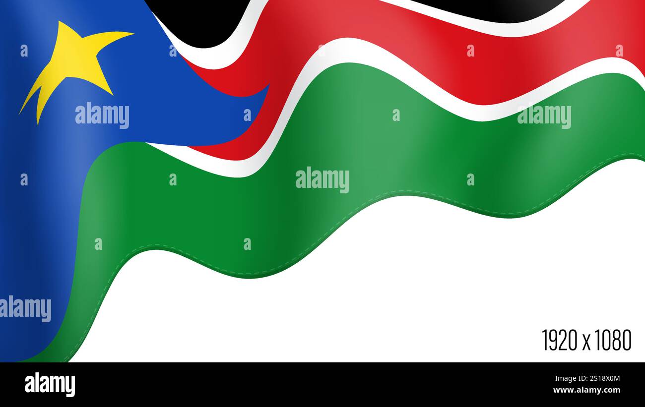 South Sudan country flag realistic independence day background. South ...