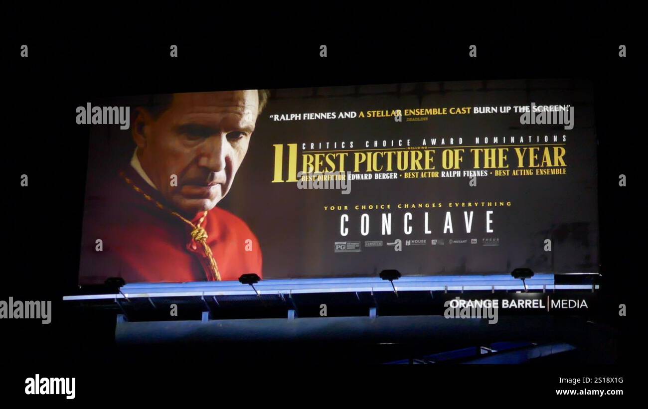 Los Angeles, California, USA 1st January 2025 Conclave Billboard on
