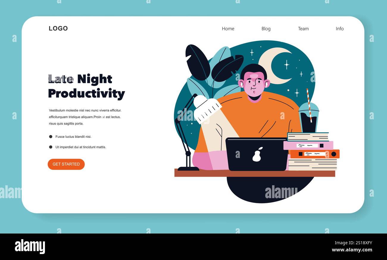 Remote work at night Stock Vector Images - Alamy
