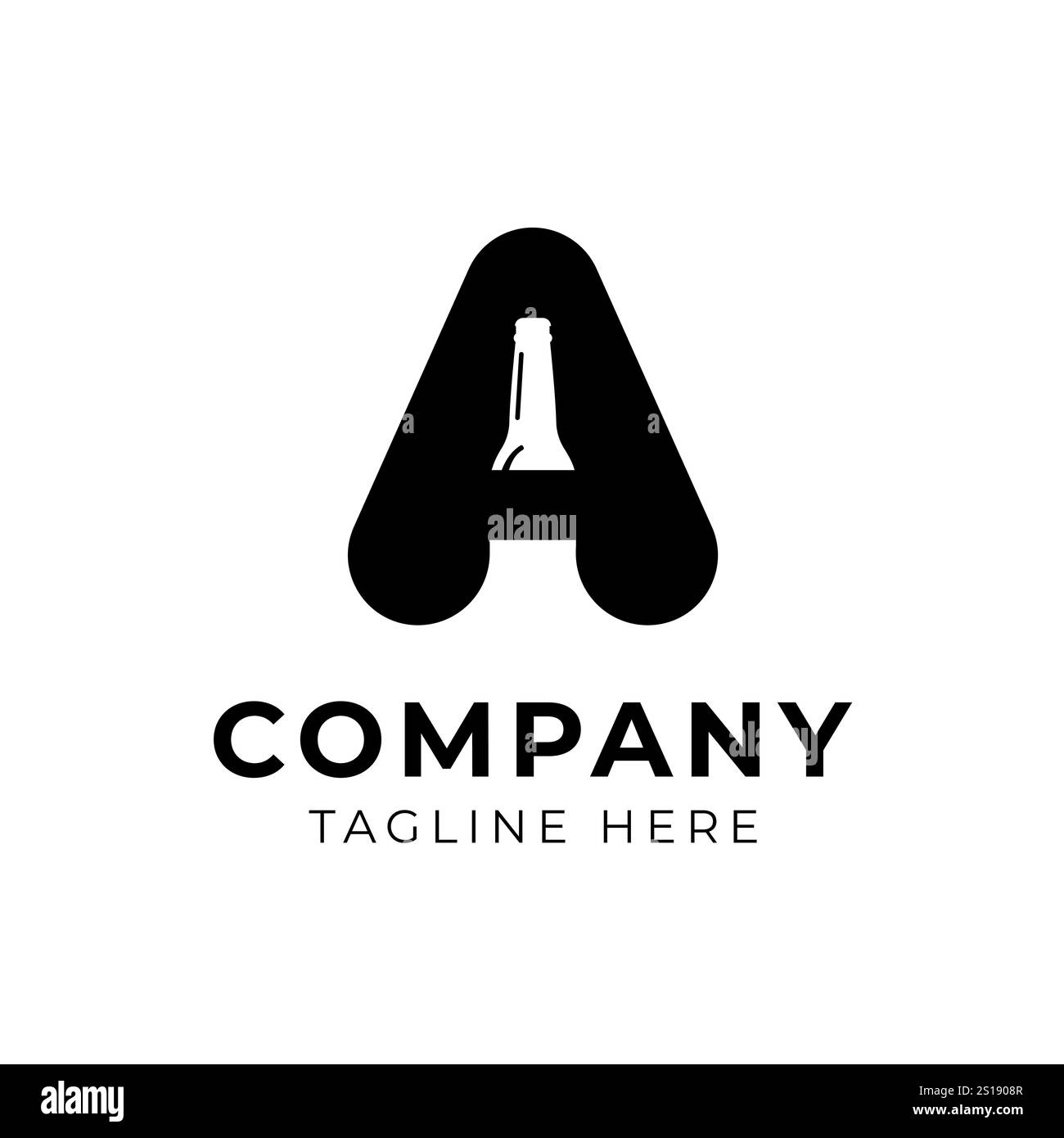 Letter A with bottle logo combination design vector Stock Vector