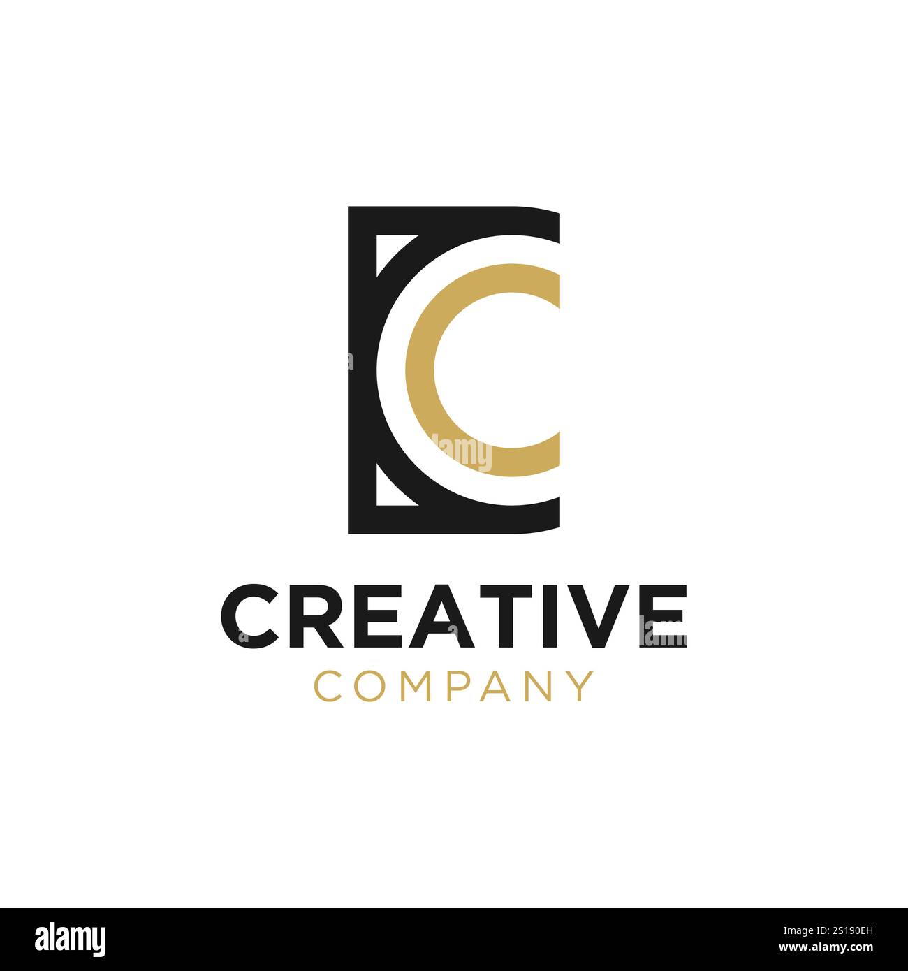Initial letter C logo design using circle and square Stock Vector