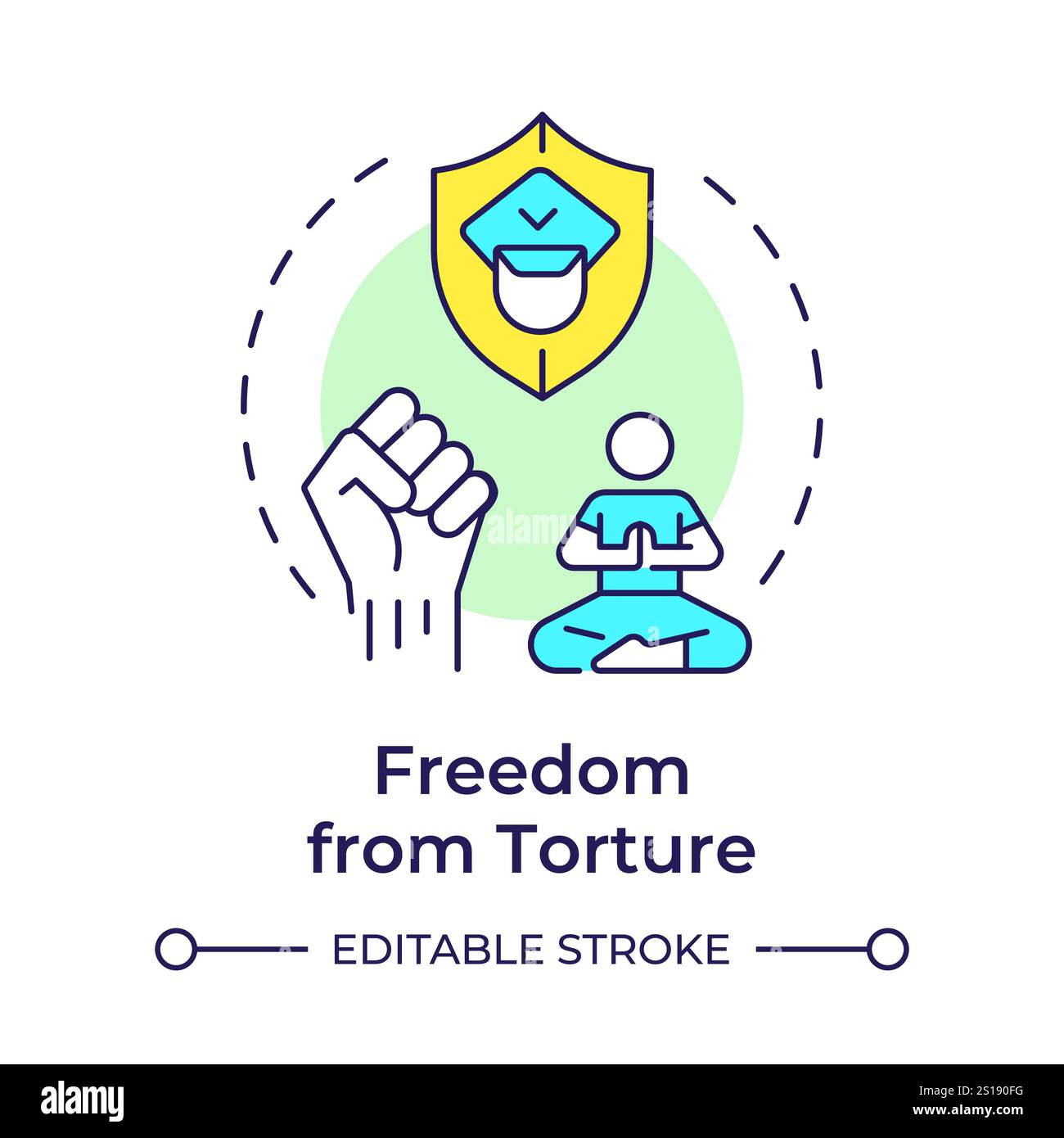 Torture freedom multi color concept icon Stock Vector