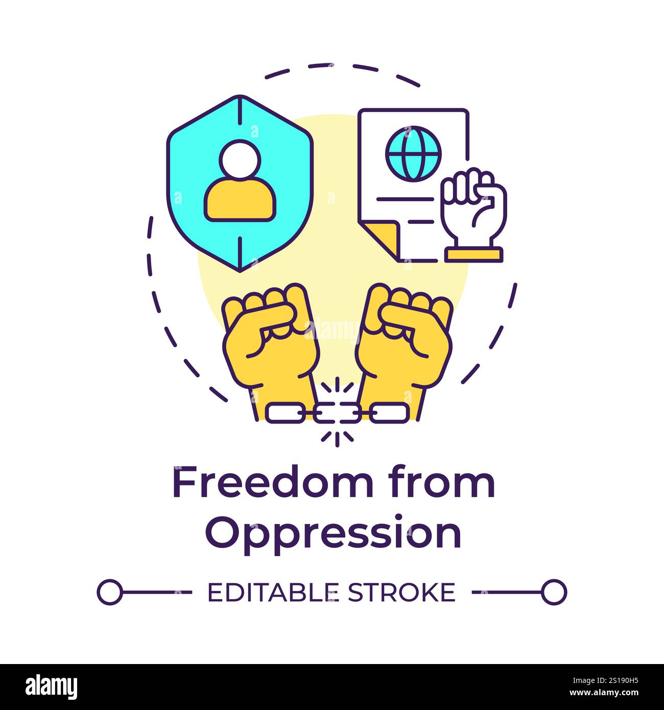 Oppression freedom multi color concept icon Stock Vector