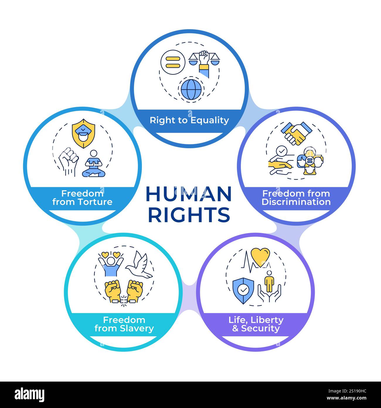 Community human freedom rights infographic circles flowchart Stock ...