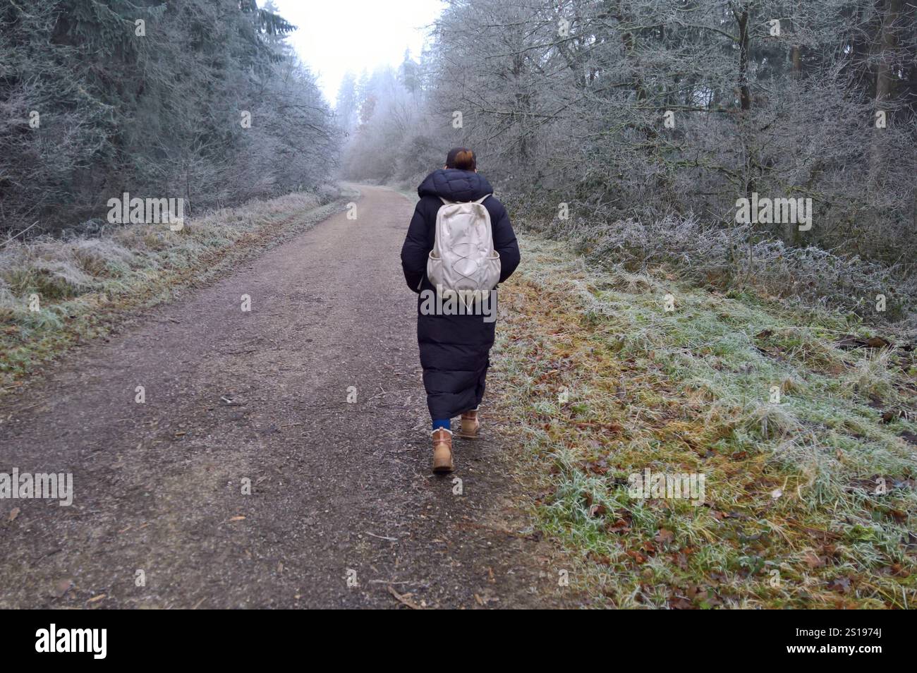 Walk With Rucksack Natur, Winter, Wald, Spaziergang, Frau mit Rucksack *** Nature, winter ...