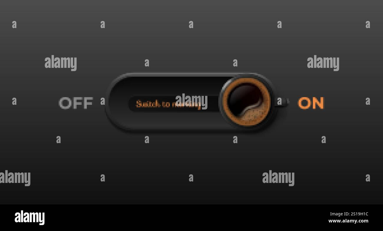 Coffee cup switch. Caffeine energy on off switcher, slide button unlock ...