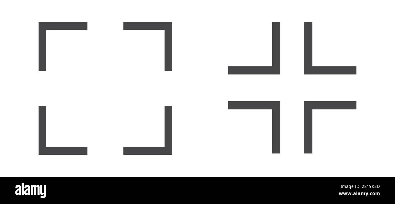 Full screen icon interface menu cursor bitton, application size control pointer. Web ui line navigation maximize or minimaze icon. App arrow. Enter or exit. Vector illustration Stock Vector