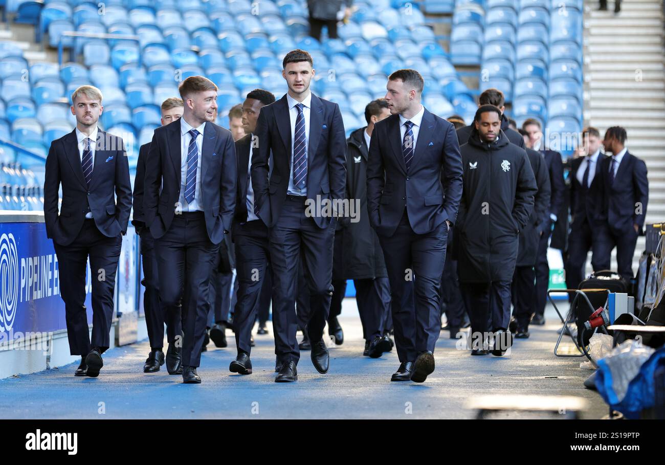 Rangers player arrive for the William Hill Premiership match at Ibrox ...