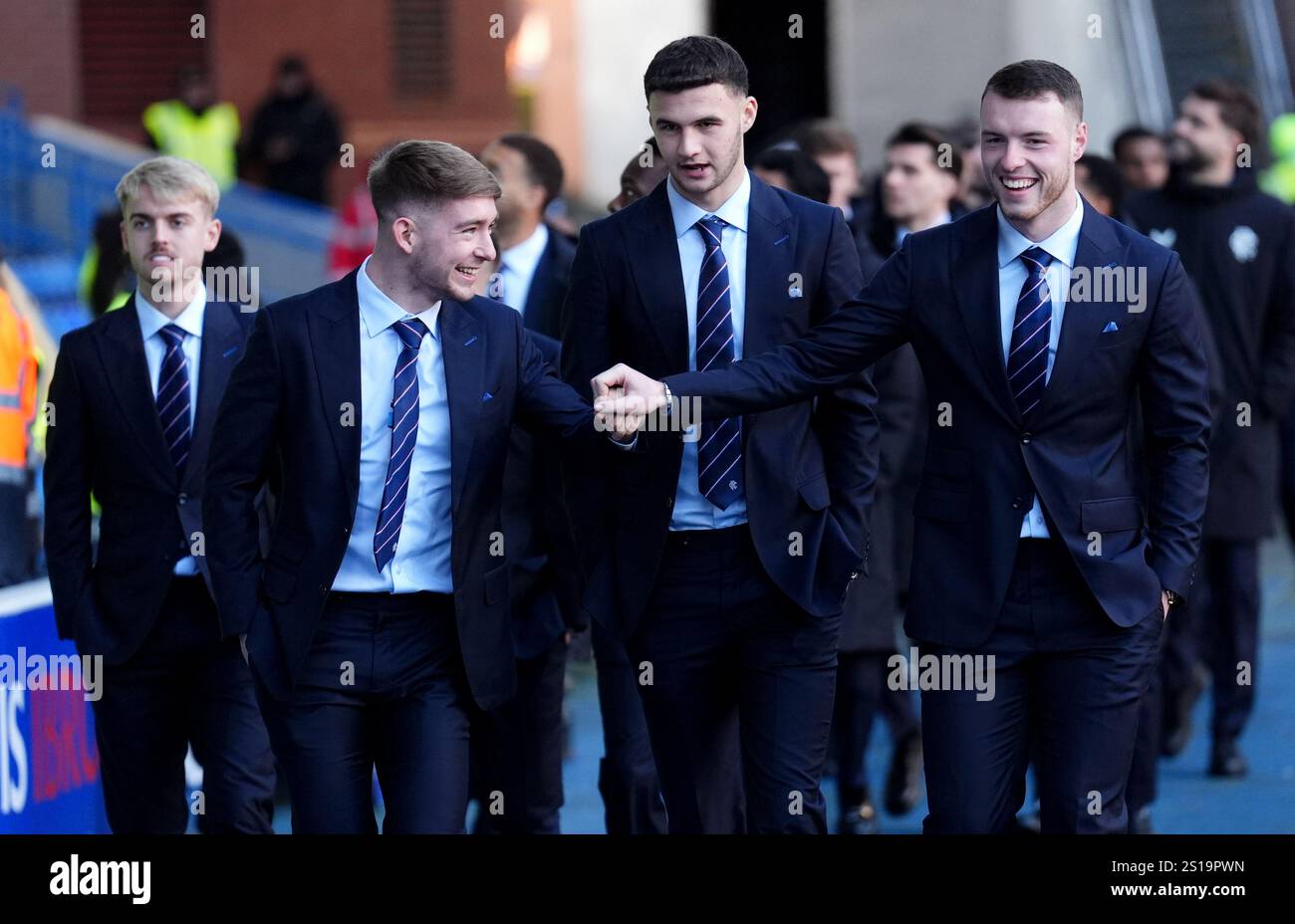 Rangers players arrive before the William Hill Premiership match at ...