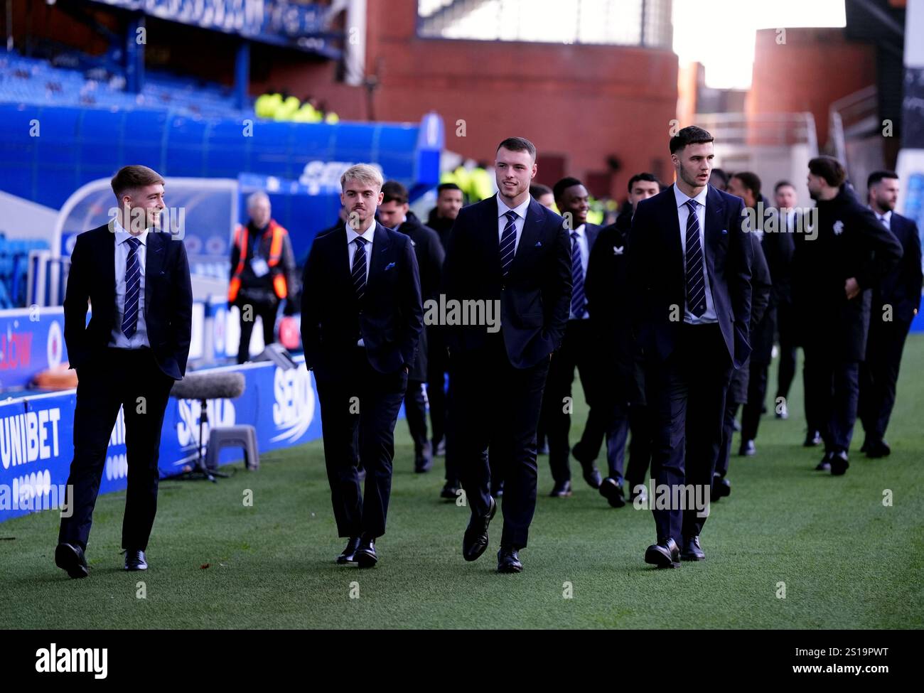 Rangers players arrive before the William Hill Premiership match at ...