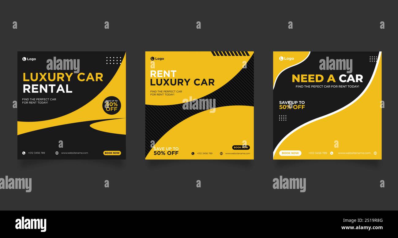 Rent car for social media banner post template Stock Vector Image & Art ...