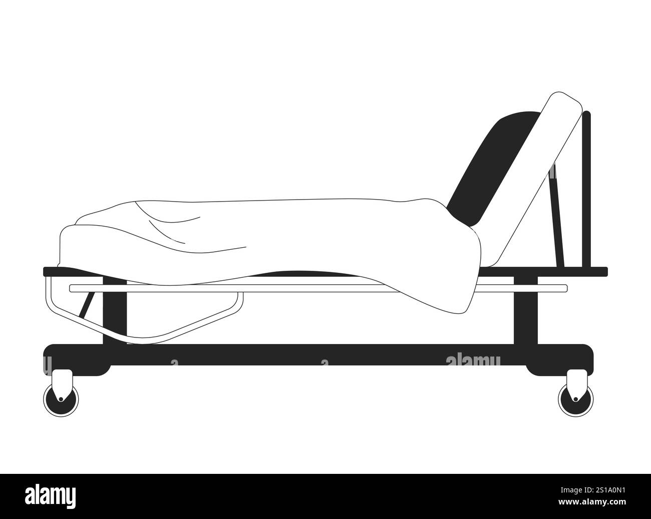 Hospital bed with blanket black and white 2D line object Stock Vector ...