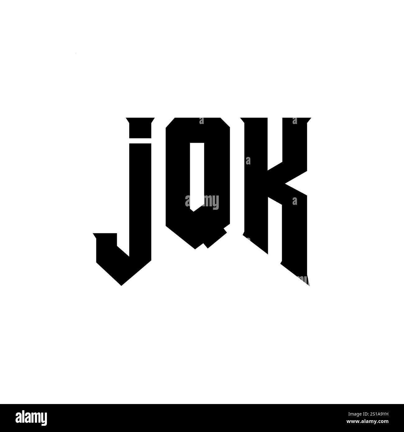 JQK letter logo design for technology company. JQK logo design black and white color combination. JQK logo, JQK vector, JQK design, JQK icon, JQK alph Stock Vector