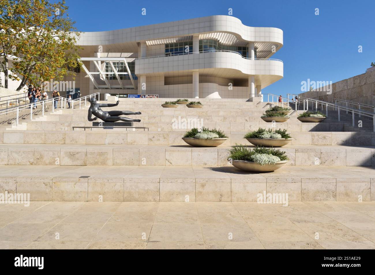 United States, California, Los Angeles, front entrance of the Getty ...