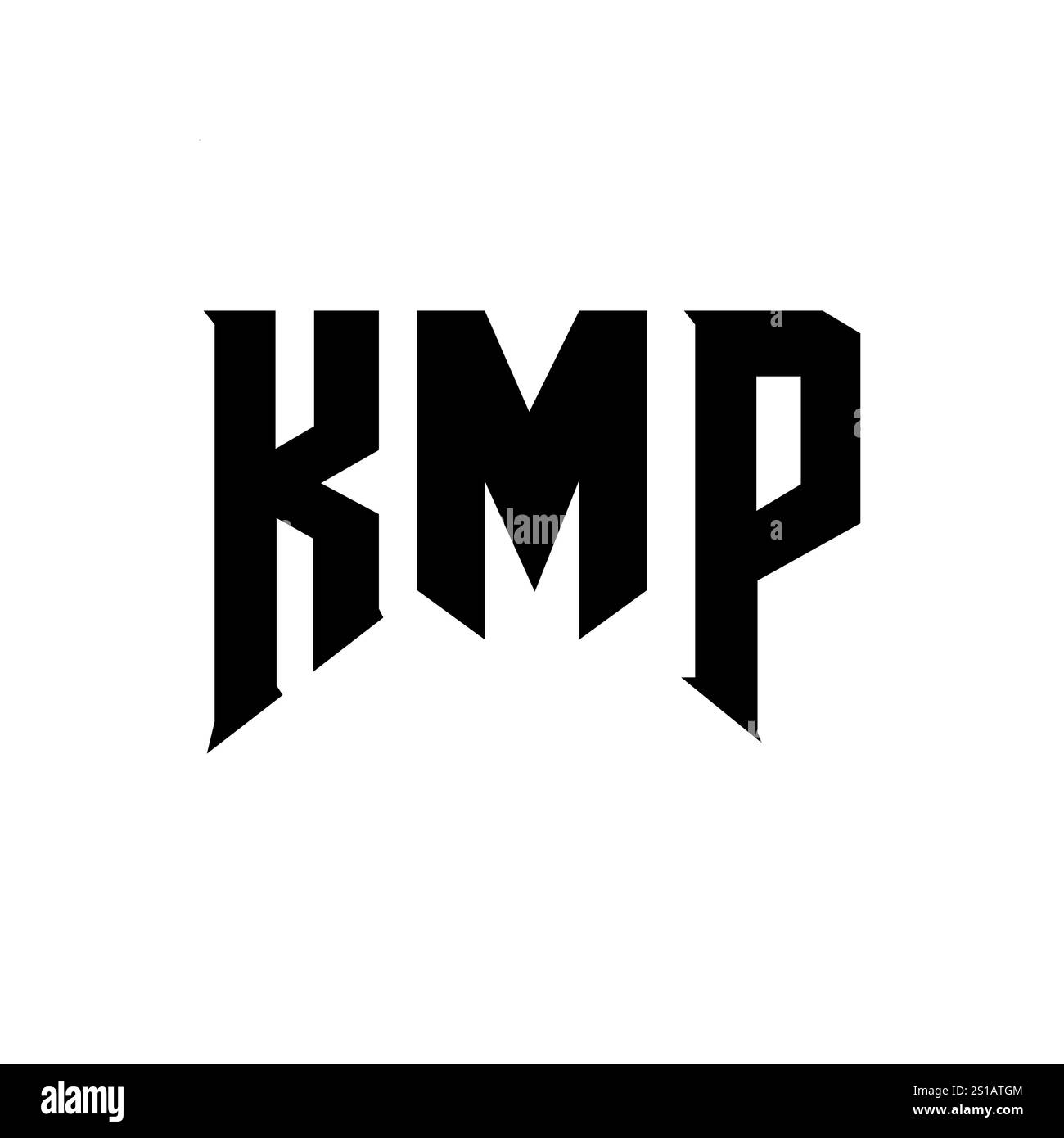 KMP letter logo design for technology company. KMP logo design black and white color combination. KMP logo, KMP vector, KMP design, KMP icon, KMP alph Stock Vector