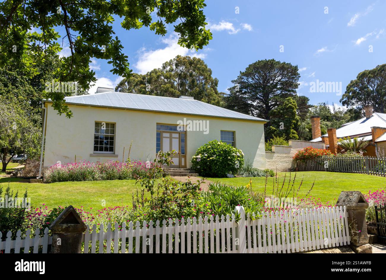 Port Arthur historic penal jail site and the home knows as the Accountants House, built for the Office run charge Commissarat, Tasmania,Australia Stock Photo