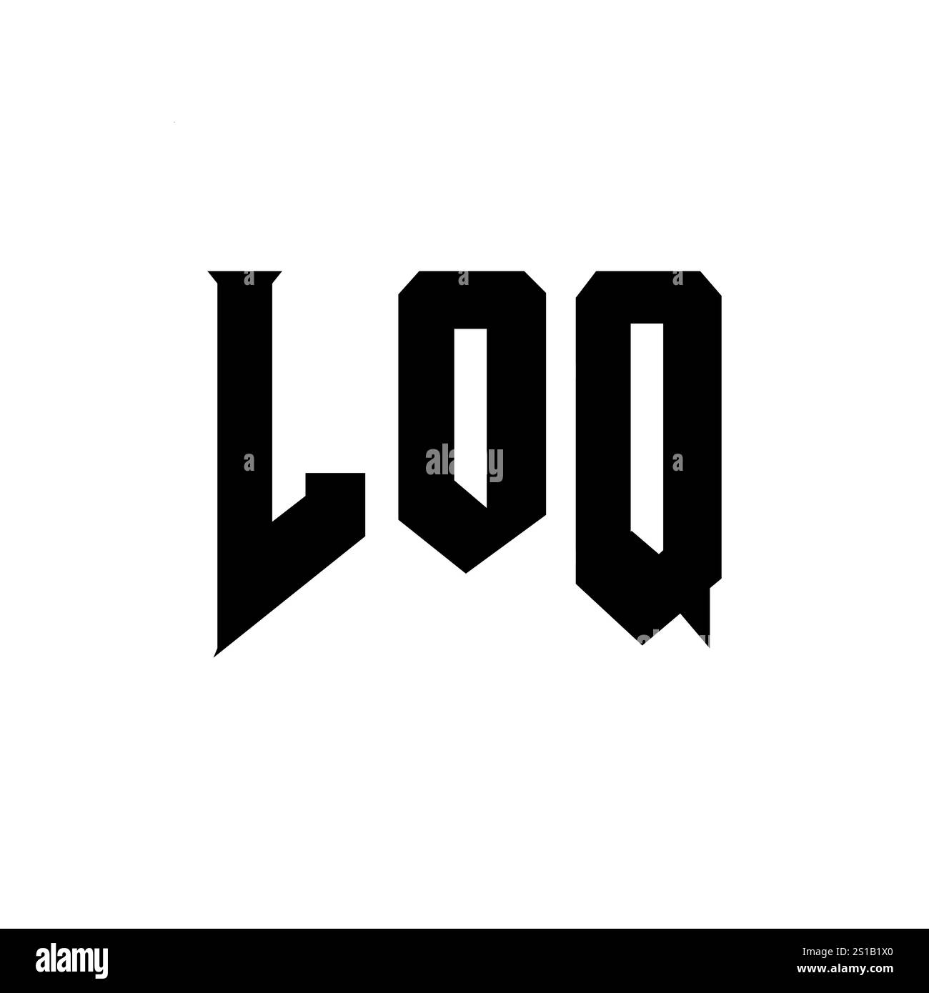 LOQ letter logo design for technology company. LOQ logo design black and white color combination. LOQ logo, LOQ vector, LOQ design, LOQ icon, LOQ alph Stock Vector