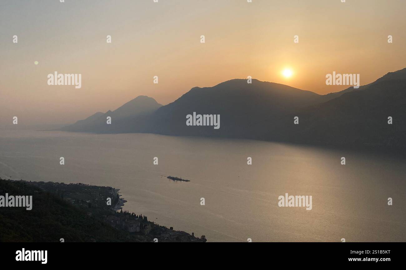 A sunset near lake Garda in Italy - Smartphone Captured Stock Image