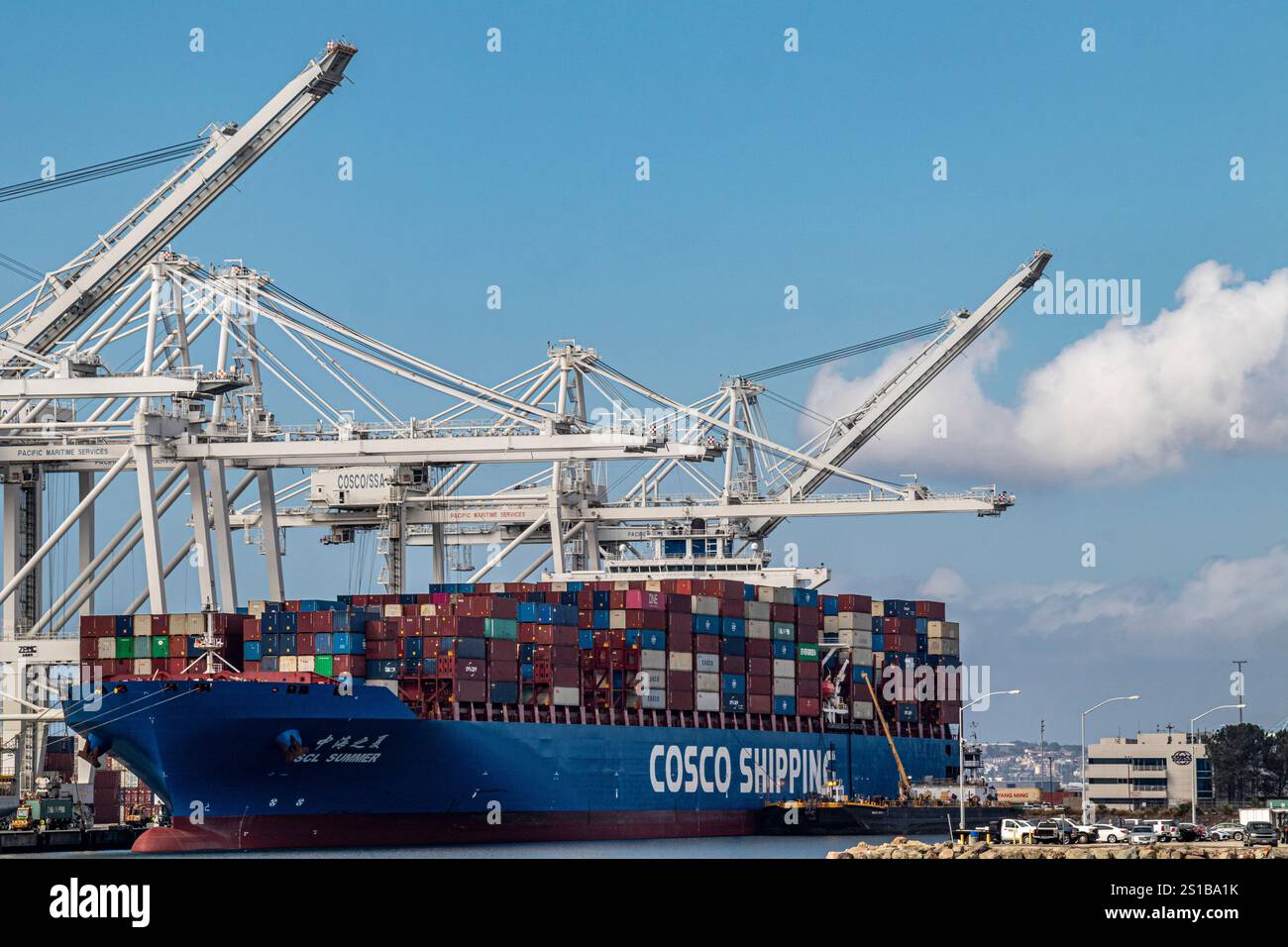 Container ship at the Port of Long Beach, Long Beach, California Stock ...