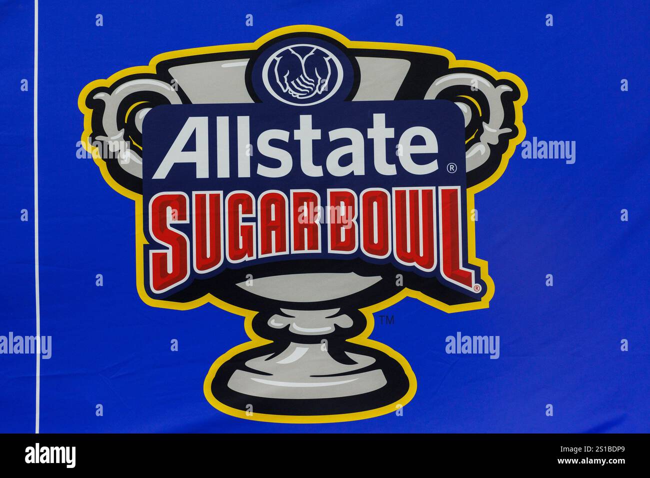 January 02, 2025 A general view of Allstate Sugar Bowl logo prior to
