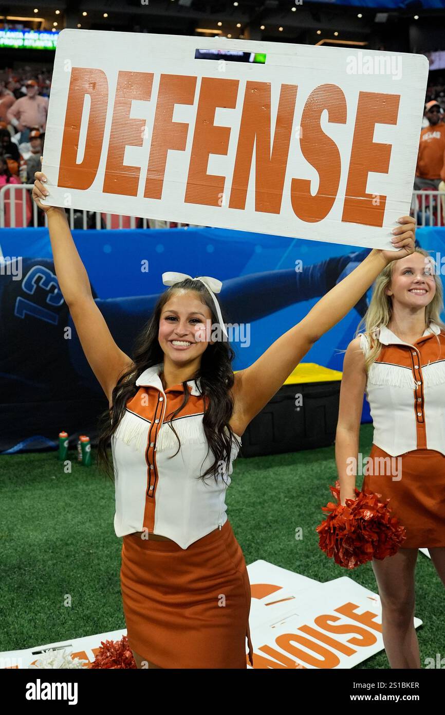 ATLANTA, GA - JANUARY 01: Texas Longhorns cheerleader cheers on the ...