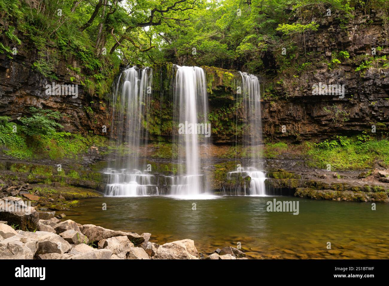 Sgwd yr Eira waterfall in the brecon beacons national park , Wales UK Stock Photo