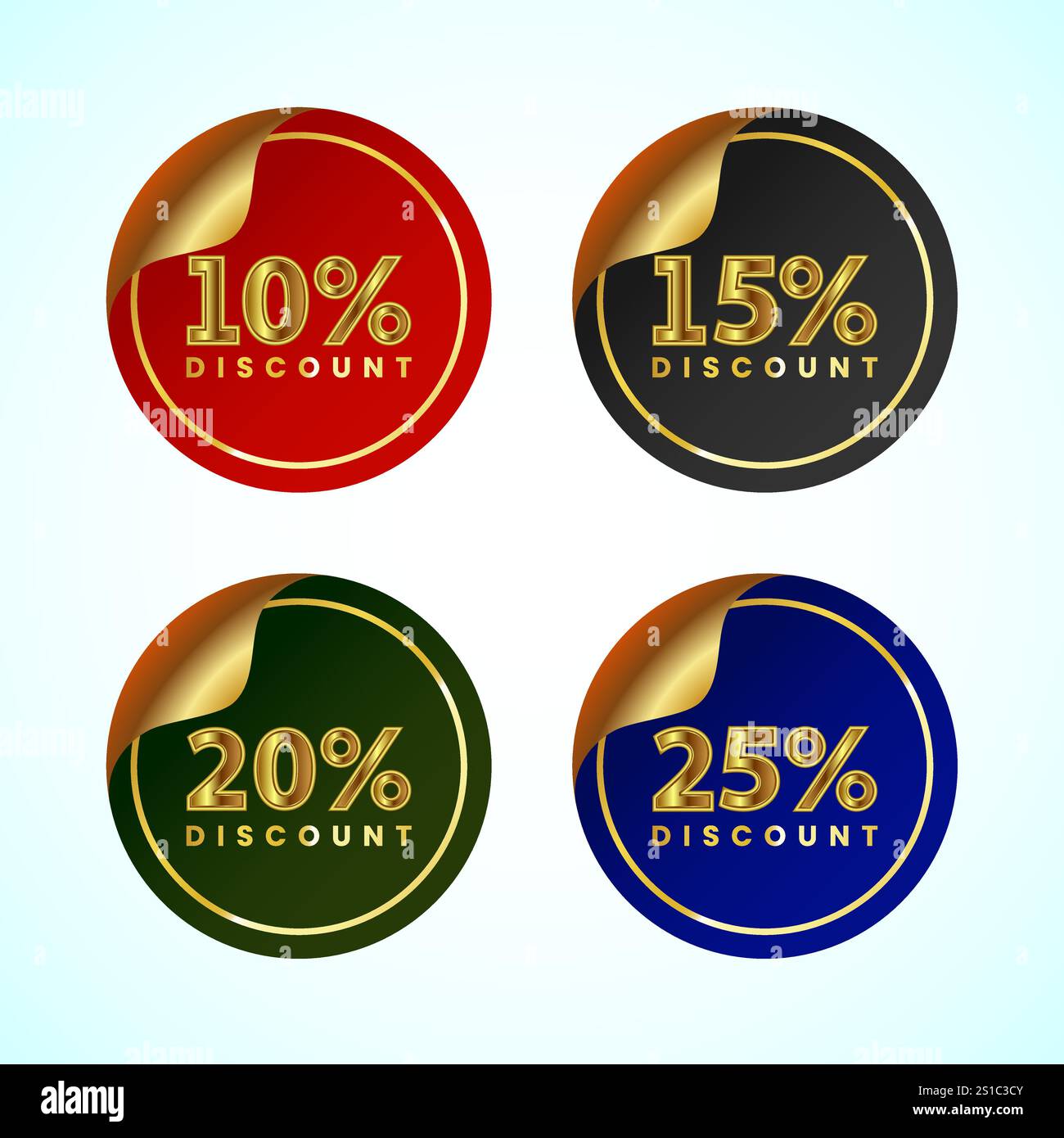 Sale discount icons. Special offer price signs. 10, 15, 20, and 25 ...