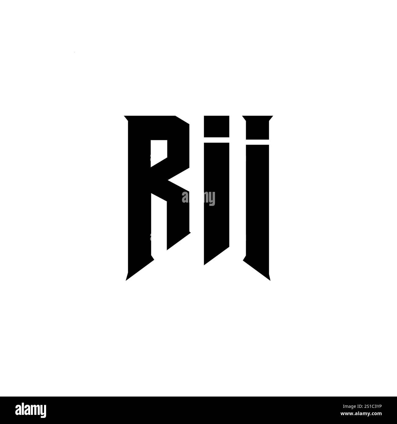 RII letter logo design for technology company. RII logo design black