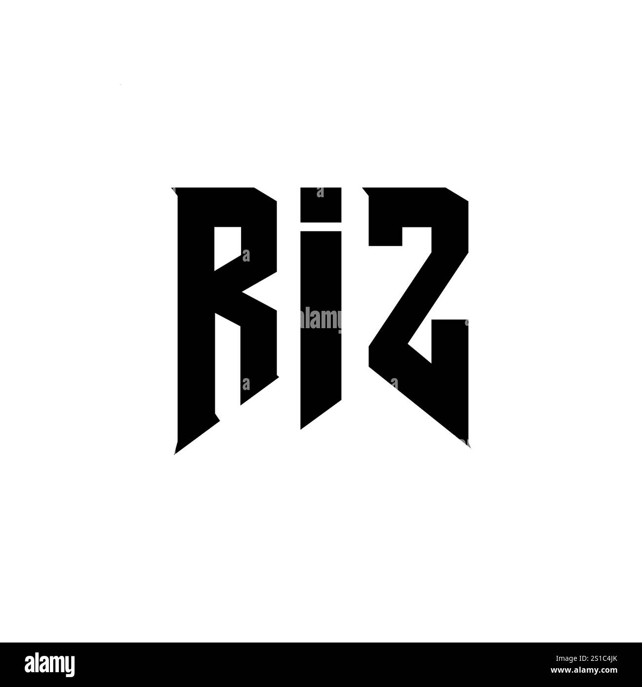 RIZ letter logo design for technology company. RIZ logo design black and white color combination. RIZ logo, RIZ vector, RIZ design, RIZ icon, RIZ alph Stock Vector