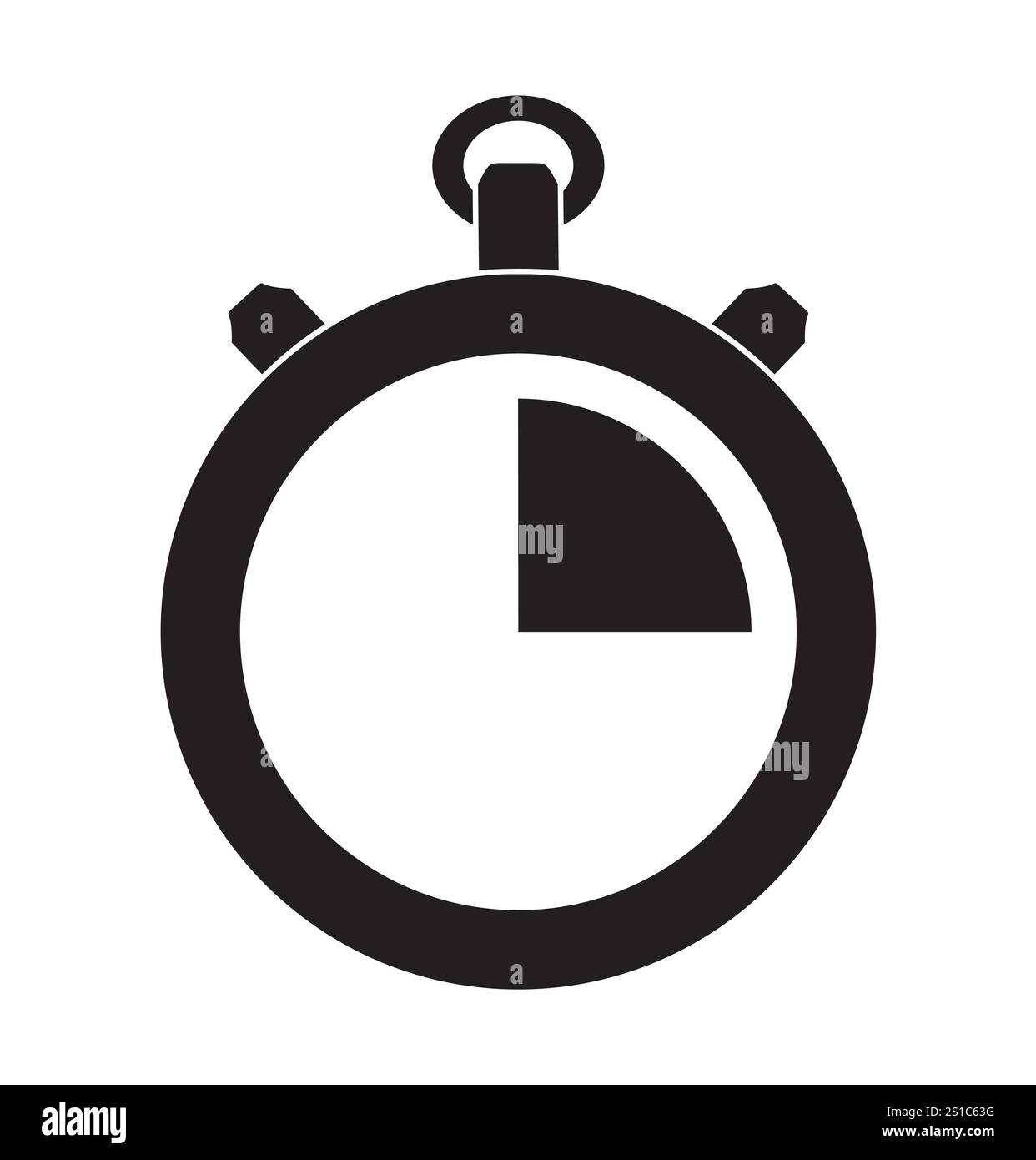 Stopwatch 15'' symbol icon, vector illustration, black on white ...