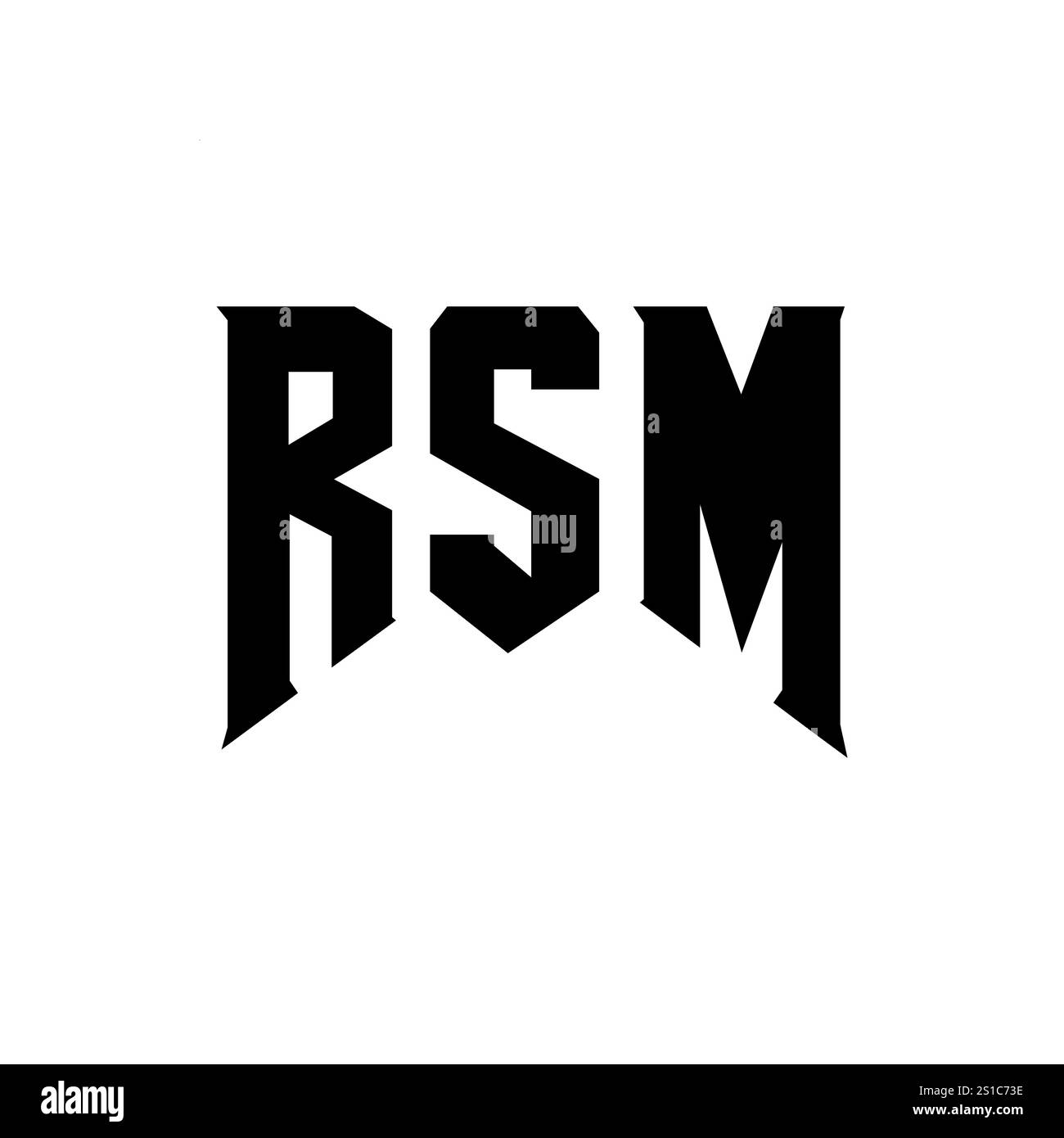 RSM letter logo design for technology company. RSM logo design black and white color combination. RSM logo, RSM vector, RSM design, RSM icon, RSM alph Stock Vector