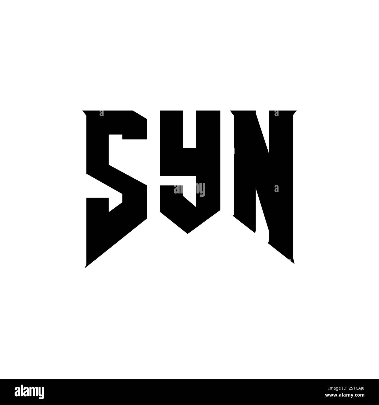 SYN letter logo design for technology company. SYN logo design black