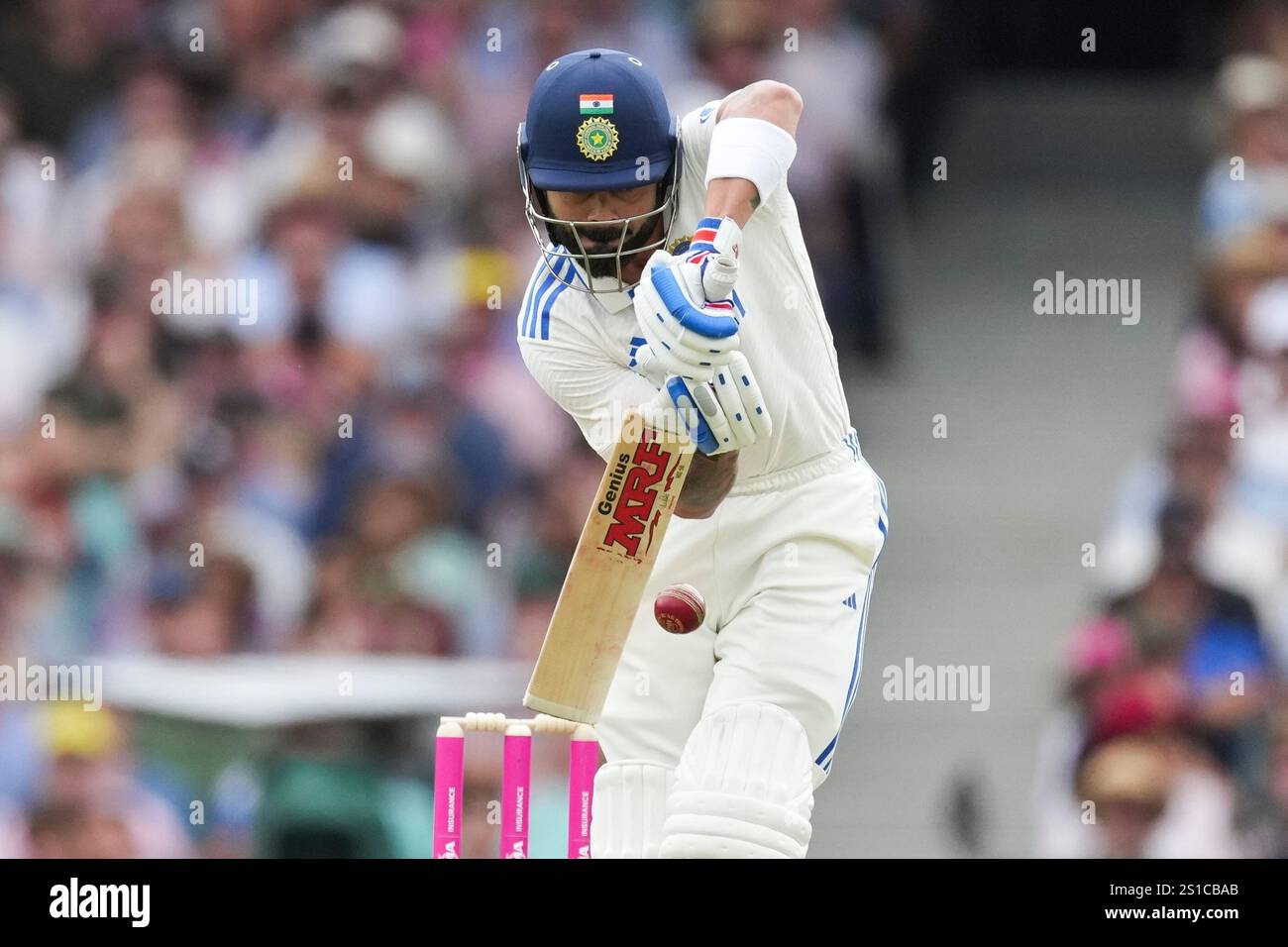 India's Virat Kohli bats during play on the first day of the fifth